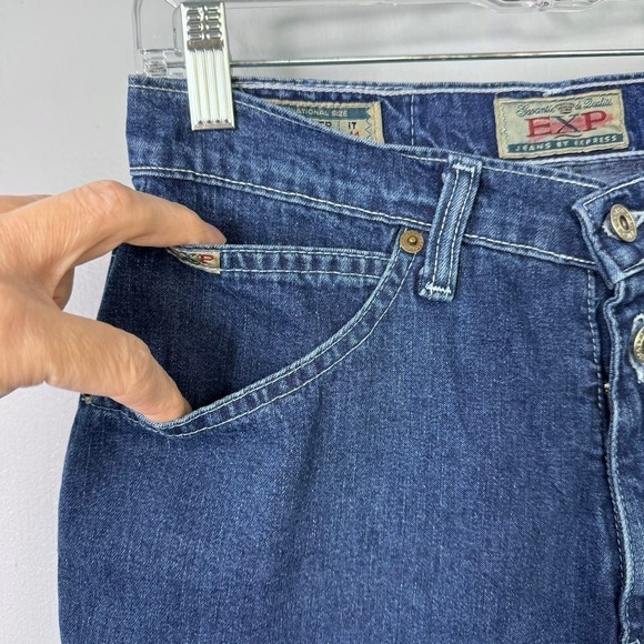 VTG EXP Express Jeans 90s High Waisted Mom Shorts Dark Wash Denim Juniors' 9/10 - Picture 3 of 12